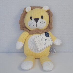 Living Textiles Leo The Lion Cotton Knitted Rattle Stuffed Animal Toy 14 Inch
